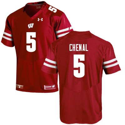 Men's Wisconsin Badgers NCAA #5 Leo Chenal Red Authentic Under Armour Stitched College Football Jersey ID31V05AO